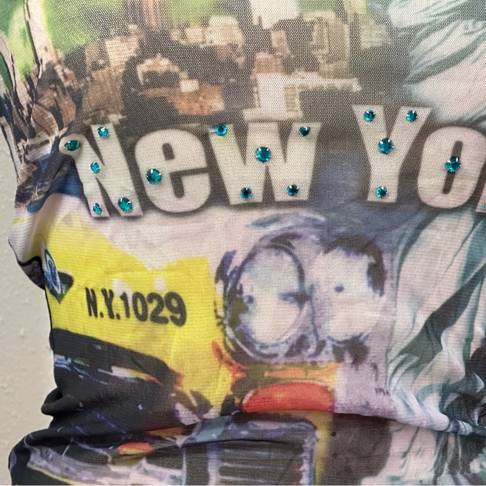 Y2K  MESH NEW YORK FITTED TOP - Picture 4 of 5